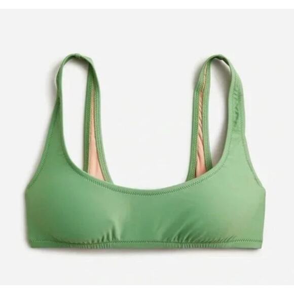 J. Crew Green Over the Shoulder Scoop Neck Heritage Bikini Top - Medium - NWT - Picture 1 of 2